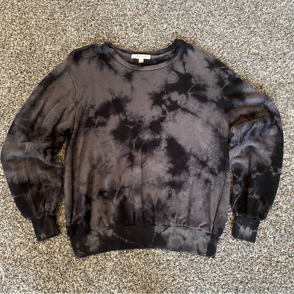 Anthropologie / eri + ali Black & Gray Tie-Dye Sweatshirt